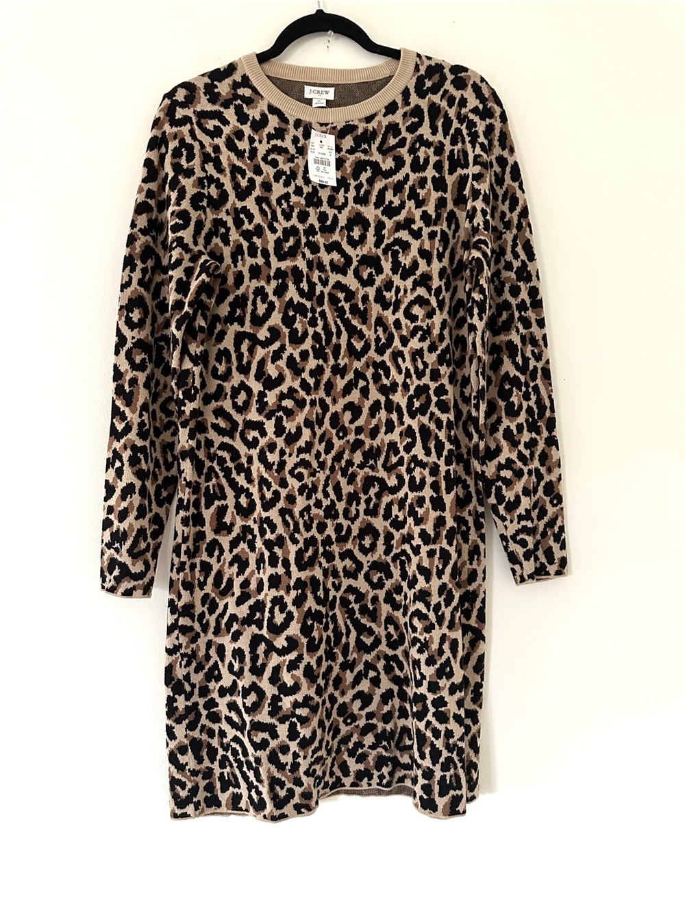 J. Crew Leopard-Print Knit Dress in Tan and Black NWT size M